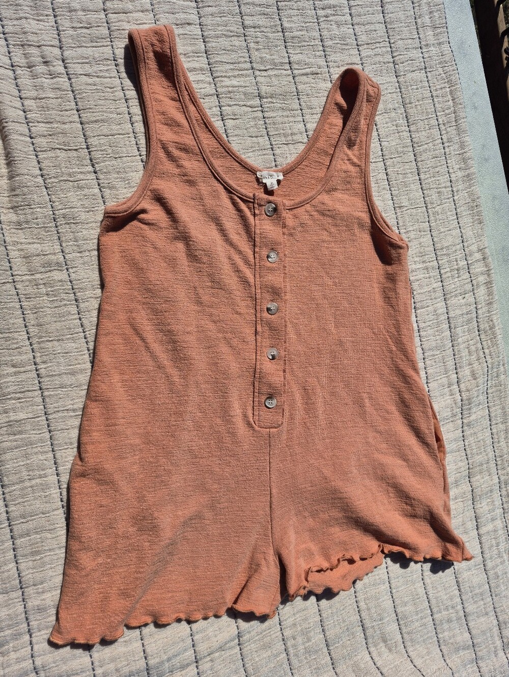 Anthropologie Hem And Thread Shorts Romper Medium 95% Cotton